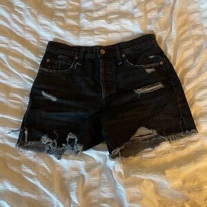 Black distressed free people denim shorts
